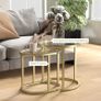 Modern Coffee Table Set of 2, Nest of Tables with Steel Frame and Tempered Glass Tabletop, Side Tables for Living Room Bedroom, Clear Image 5