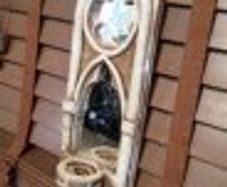 Hand Crafted Decorative Mirror With Candle Holder.