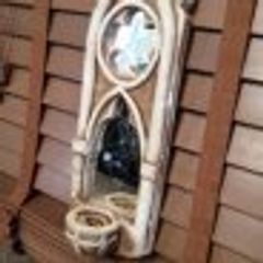 Hand Crafted Decorative Mirror With Candle Holder.
