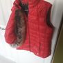 ladies red sleeveless Barbour jacket with detachable fur hood Image 3