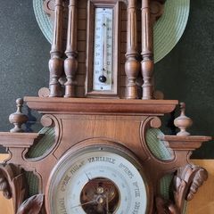 Large wooden, richly carved French barometer