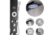 Shower Panel Tower System with Rainfall Shower Head, LED, 53 in Brushed Stainless Steel Shower Column, 6-Function Faucet, Wall-Mount Rain Massage