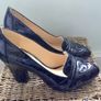 Clarks Black Patent croc loafers court shoes Image 2