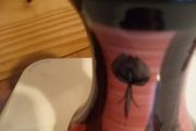 Lovely small vase ( Jersey pottery) c.l hand painted.