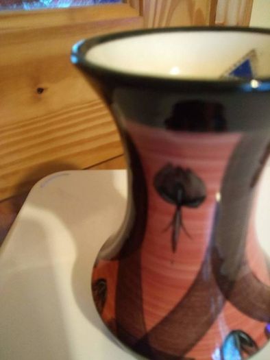 Lovely small vase ( Jersey pottery) c.l hand painted.