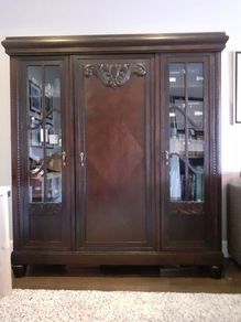 antique solid wood display cabinet