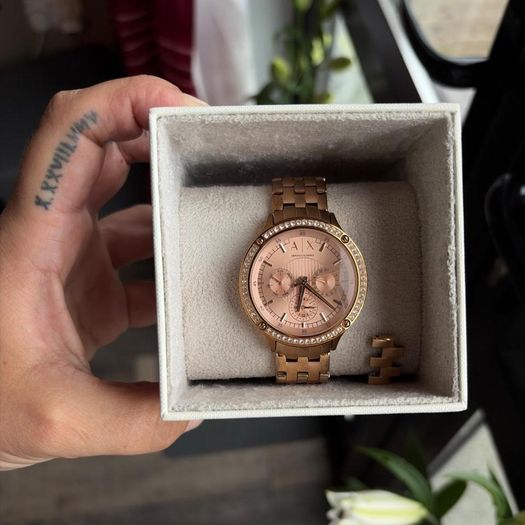 Armani Exchange  Rose Gold Crystal Ladies Watch