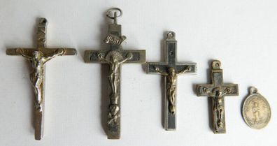 Vintage Religious Jewelry lot, holy Medal, Crucifixes