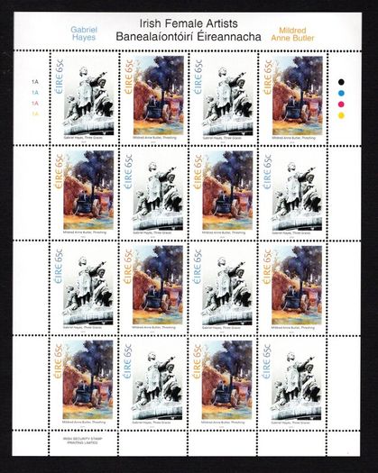 2005 Ireland Irish Female Artists Commemorative Stamps Sheetlet Plate 1A1A1A1A Mint Never Hinged (MNH)
