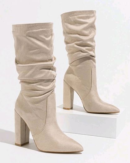 Brand New Apricot Slip On  Suede Ankle Boots, size 40