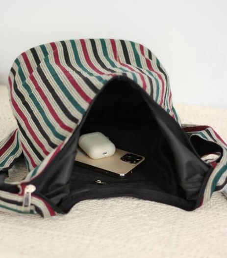 Striped Pattern Hobo Bag