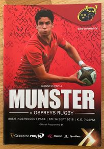 2018 Munster v Ospreys - Guinness PRO 14 Programme