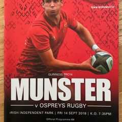 2018 Munster v Ospreys - Guinness PRO 14 Programme