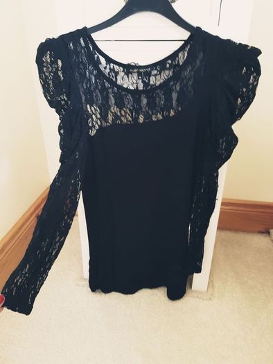 River Island Black Lace Top - Size 6