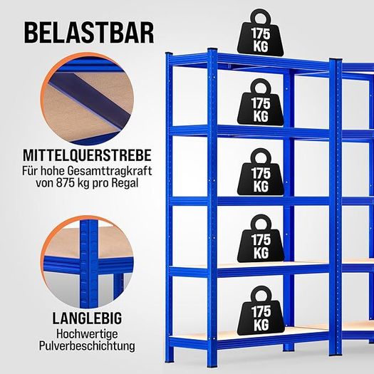 Set of 3 Heavy Duty Corner Shelving Units 2625kg Capacity