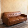 3-seater brown sofa bed - faux leather Image 3