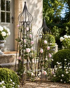 French Style Rose Obelisks Set of 2
