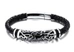Trendy Real Leather Braided Rope Bracelet 20cm Long Black Men Jewellery Designer