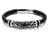 Trendy Real Leather Braided Rope Bracelet 20cm Long Black Men Jewellery Designer