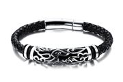 Trendy Real Leather Braided Rope Bracelet 20cm Long Black Men Jewellery Designer