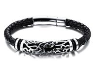 main image for ad Trendy Real Leather Braided Rope Bracelet 20cm Long Black Men Jewellery Designer