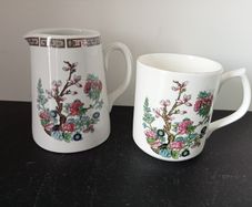Bone China "Indian Tree" milk jug and mug