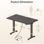 Electric Standing Desk, 120x60cm Height Adjustable Desk with 2 Memory Presets, Quiet Sit Stand Desk for Home Office Bedroom Living Room, Ergonomic Computer Desk with Hooks & Cable Holes, Black Image 7