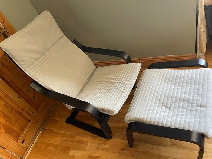 IKEA Poang armchair and footrest for sale.