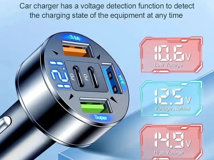 250W Fast Car Charger 3 USB + 2 PD Ports | 5 in 1 Type-C Quick Charger Adapter