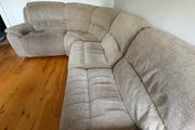 Beige corner manual recliner sofa