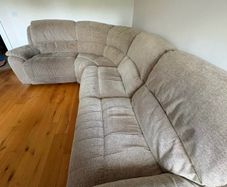 Beige corner manual recliner sofa