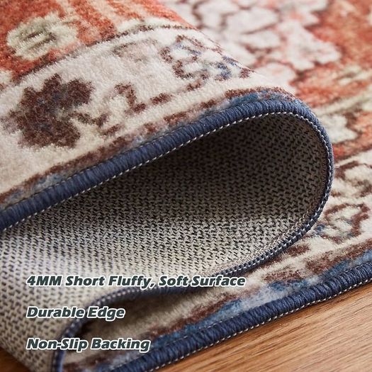 NEW SALE | Washable Rugs Living Room Non Slip Area Rugs for Bedroom Machine Washable Rug Soft Short Pile Large Living Room Rug Vintage Oriental Boho Rug Non Shedding Dense Rugs 80x150cm