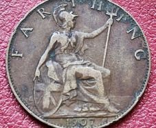 1907 EDWARD VII (1901/10) Farthing coin