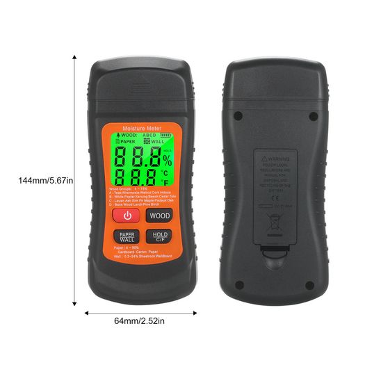 Wood Moisture Meter LCD Digital Damp Moisture Tester with Green Backlight Pin Type Water Leak & Moisture Detector for Wood Wall