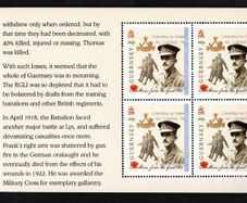 2014 Guernsey Stories from the Great War (I) 66p Lt Frank Laine Commemorative Stamp Booklet Pane Mint Never Hinged (MNH).