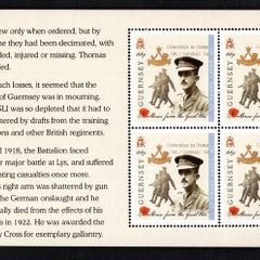 2014 Guernsey Stories from the Great War (I) 66p Lt Frank Laine Commemorative Stamp Booklet Pane Mint Never Hinged (MNH).