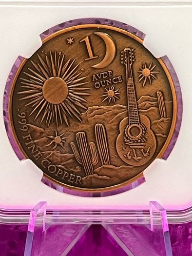 1avdp oz Fine 999 Copper Bullion Sugar Skull Round.