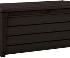 Brightwood 454L Outdoor 60% recycled Garden Furniture Storage Box Brown Wood Panel Effect Fade Free All Weather Resistant Safe and Secure Zero