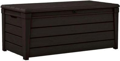 Brightwood 454L Outdoor 60% recycled Garden Furniture Storage Box Brown Wood Panel Effect Fade Free All Weather Resistant Safe and Secure Zero