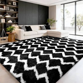 Rugs Living Room 160x230cm- Fluffy Shaggy Area Rugs for Bedroom - Large Anti Slip Carpet - Washable Modern Floor Carpets