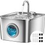 Cat Water Fountain for Drinking: 2.6L Stainless Steel Cat Water Fountain, Multiple Filtration Pet Water Fountain, Built-In Led, Ultra Silent with 6 Sponges and 6 Filter Image 2