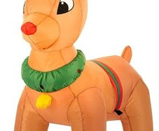 Christmas Inflatable Reindeer - Outdoor/Indoor Bright LED Light Up Porch Decoration - Built in Air Compressor - Pegs Included for Garden Use 100cm (3.3ft)