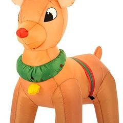 Christmas Inflatable Reindeer - Outdoor/Indoor Bright LED Light Up Porch Decoration - Built in Air Compressor - Pegs Included for Garden Use 100cm (3.3ft)
