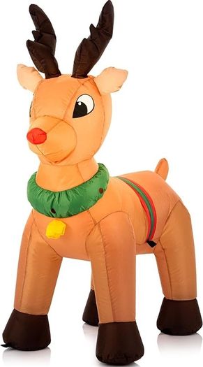 Christmas Inflatable Reindeer - Outdoor/Indoor Bright LED Light Up Porch Decoration - Built in Air Compressor - Pegs Included for Garden Use 100cm (3.3ft)