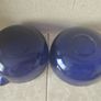 Vintage cobalt blue glass milk jug and sugar bowl with chrome baskets. Image 6
