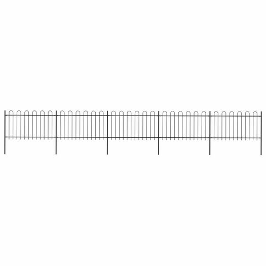 Garden Fence with Hoop Top Steel 8.5x1 m Black