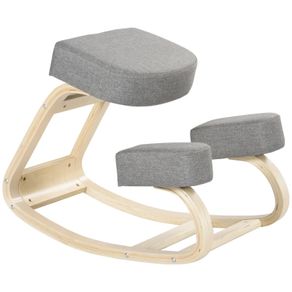 Kneeling chair, ergonomic seat stool, padded stool for healthy sitting posture, birch wood, 120 kg load capacity, Gray