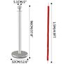 4 Pack Retractable Silver Round Top Stanchion Post Queue Crowd Control Barrier Posts Line Pole with 1.5M Red 2 Velvet Rope Image 7