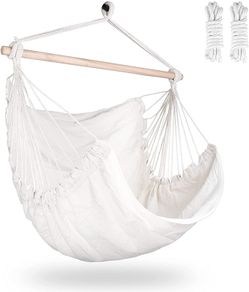 _Hanging Chair, Hanging Seat with 2 Removable Cushions, Hammock Chair with Thick Rope, Washable Hanging Swing for Children & Adults, Maximum Load 150 kg for Bedroom in Patio Garden