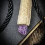 Empowering Naturally Shed Deer Antler and Amethyst Quartz  Rope Necklace Cosplay Wasteland Dystopian Image 3